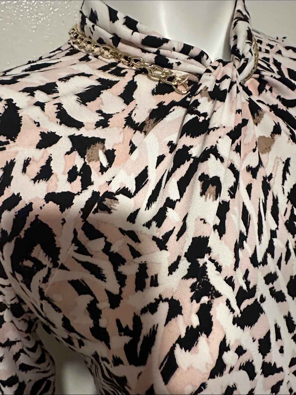 Calvin Klein Pink & Black Abstract Animal-Print Long Sleeve Top - Picture 3 of 6